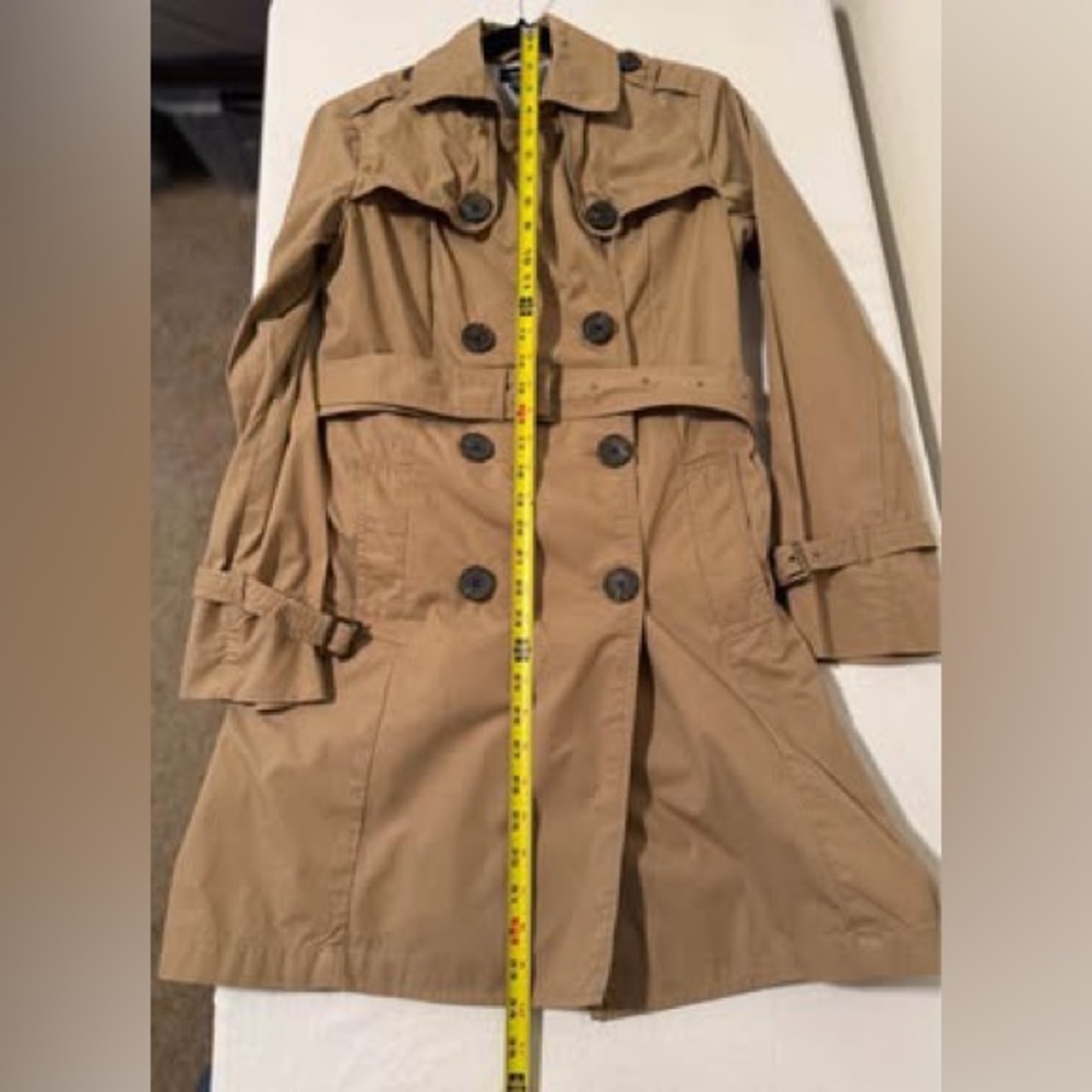 GAP Classic Beige khaki Trench Coat double breasted belt women’s small - Picture 6 of 7